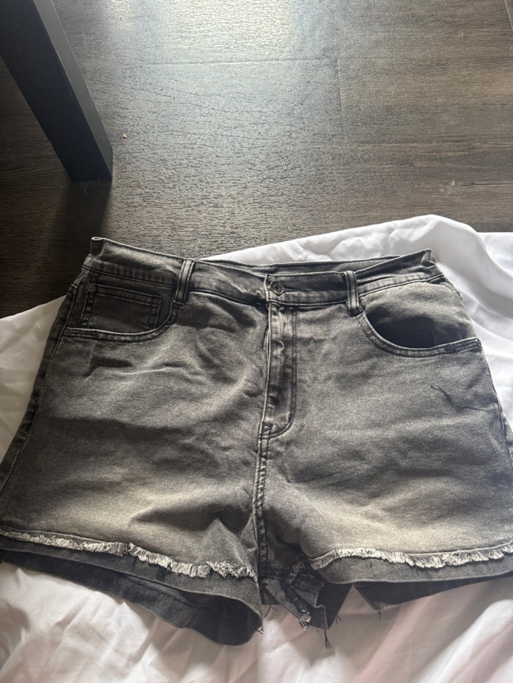 Wallflower Black Washed Denim Cutoff Shorts: Super High Rise